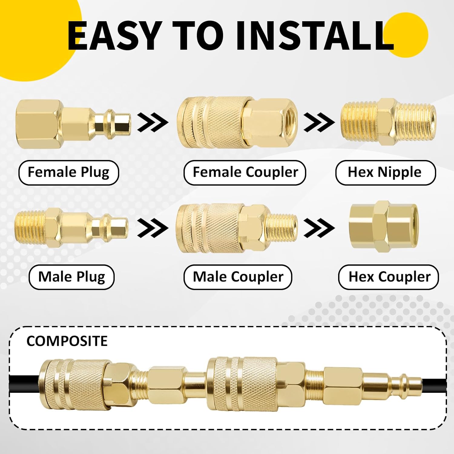 Air Coupler & Plug Kit,55 Pcs 1/4" NPT Air Tool Fittings Set,Quick Connect Air Hose Fittings Air Compressor Accessories