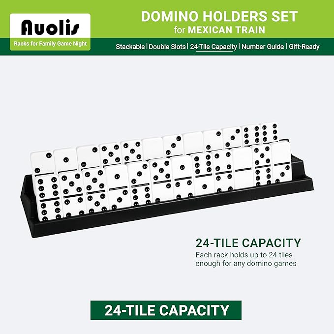 Domino Holders para Mexican Train, 4 Bandejas Apilables, 24 Fichas cada una miniatura 5