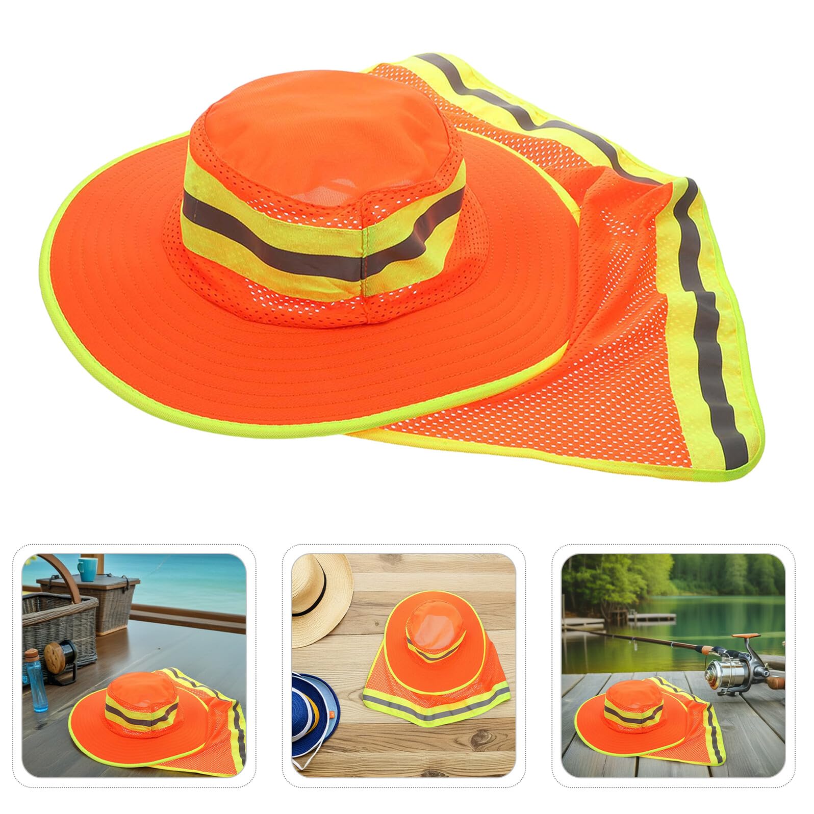 Sombrero de Pesca de ala Ancha 2 Piezas Naranja Unisex