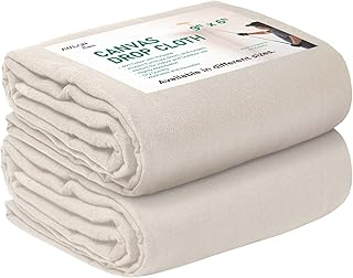 Canvas Drop Cloth for Painting 9x6 feet Pack of 2-8oz Painters Drop Cloths for Painting - All Purpose Canvas Tarps for Floor & Furniture Protection - Recycled Cotton Fabric