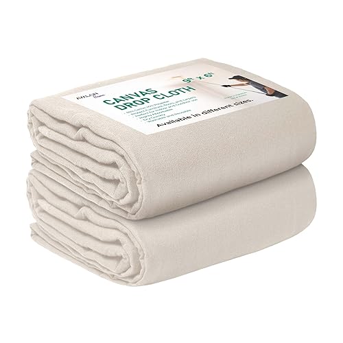 Avalon Home Canvas Drop Cloth for Painting 9x6 feet Pack of 2-8oz Painters Drop Cloths for Painting - All Purpose Canvas Tarps for Floor & Furniture Protection - Recycled Cotton Fabric - Pack 2 - 9x6 Ft