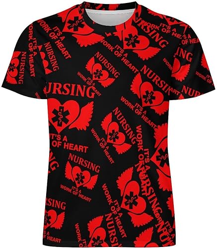 Miniatura 4 de Nursing Angel Heart Men's Graphic T-Shirt Personalized Short-Sleeve Tee Shirts Fashion Shirts Top for Home Work