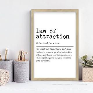 Dictionary Definition of Law of Attraction Noun Wood Sign Stained Wood Sign for Kitchen Dining Room Above Bed Decor Rustic Home Decor Frame 12x8in