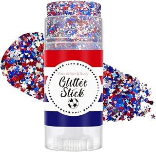 Body Glitter Stick - Sequins Red White Blue Portable | Hair Glitter Face Paint | Patriotic Body Makeup For Women Girls Valentine's Day Fourth Of July Festival Holiday Memorial Day