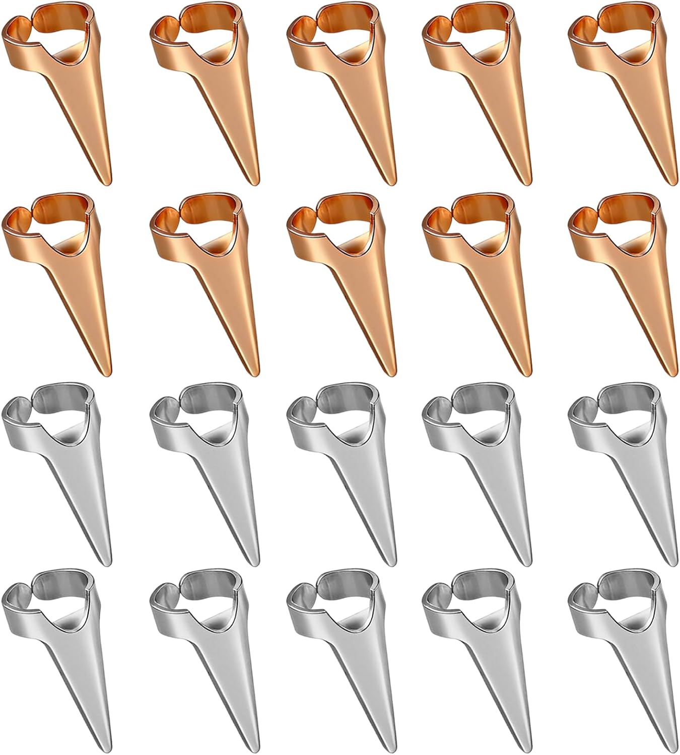 20 Pcs Finger Claws Multi Functional Back Tickler Braid Aid Stitch Braid Tool Hair Parting Ring Dog Back Scratcher Cosplay Props for Women Men Pets(Gold & Silver)