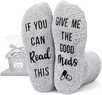 HAPPYPOP Get Well Gifts for Men - after Surgery Socks Motivational Gifts Gray