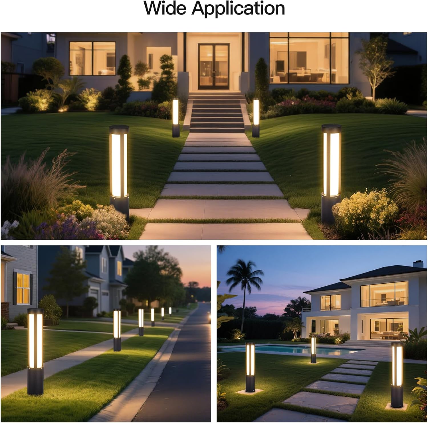 Outdoor Pathway Lights, 31.5" Wired Bollard Lights Outdoor, IP65 Waterproof Landscape Path Light, 3000K LED Mordern Pathway Bollard Light, Driveway Lighting for Garden Yard Walkway Sidewalk Lawn