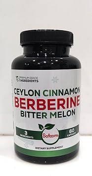Satoomi Berberine Supplement with Organic Ceylon Cinnamon Bark & Bitter Melon - 3in1-60 Vegan Capsules