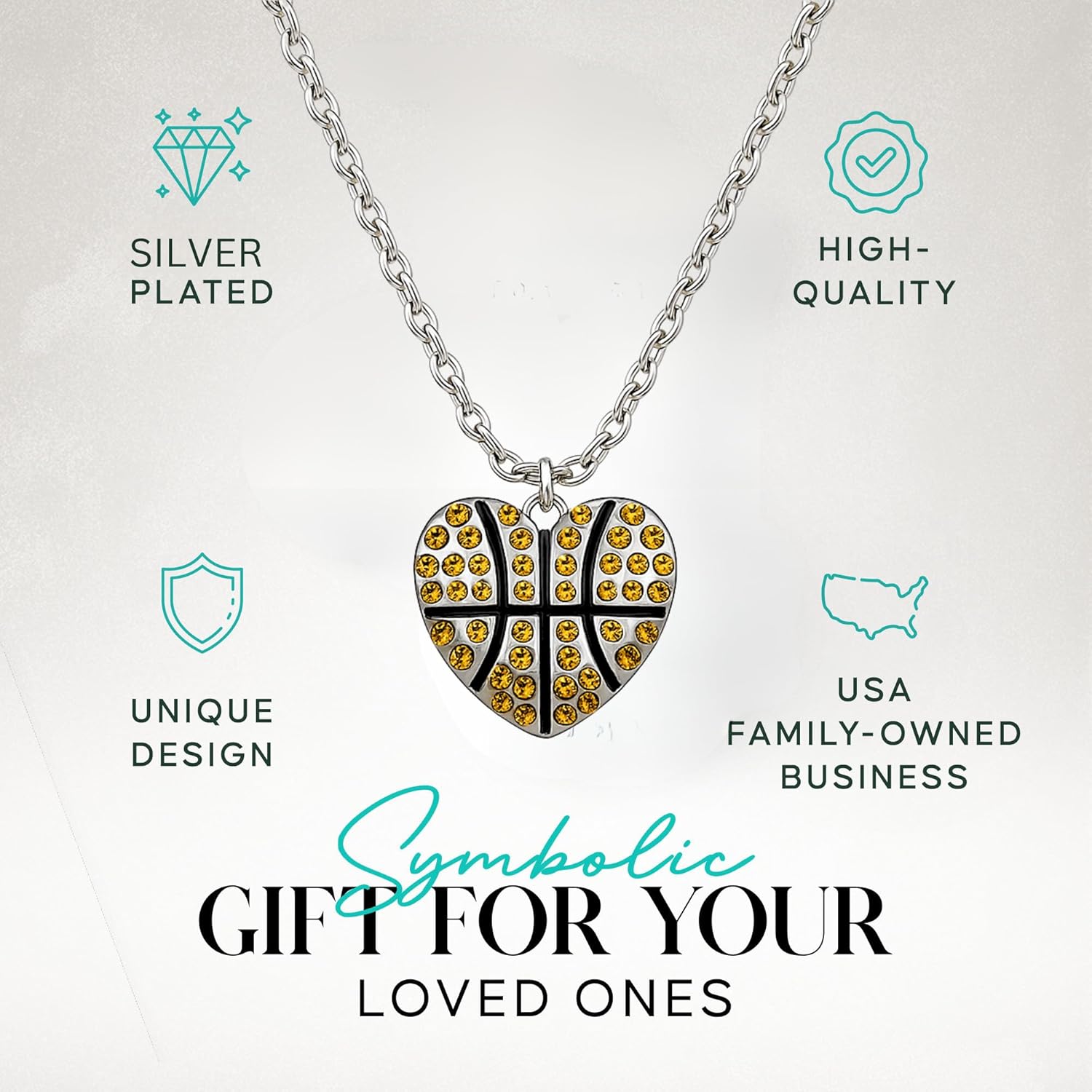 Sportybella Basketball Necklace, Basketball Jewelry, Basketball Rhinestone Charm Necklace, Gift for Female Basketball Players - Image 2