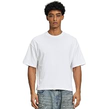 Cropped Oversized Mens T-Shirts Cotton Fashion Boxy T Shirt Short Sleeve Crew Neck Tee for Men