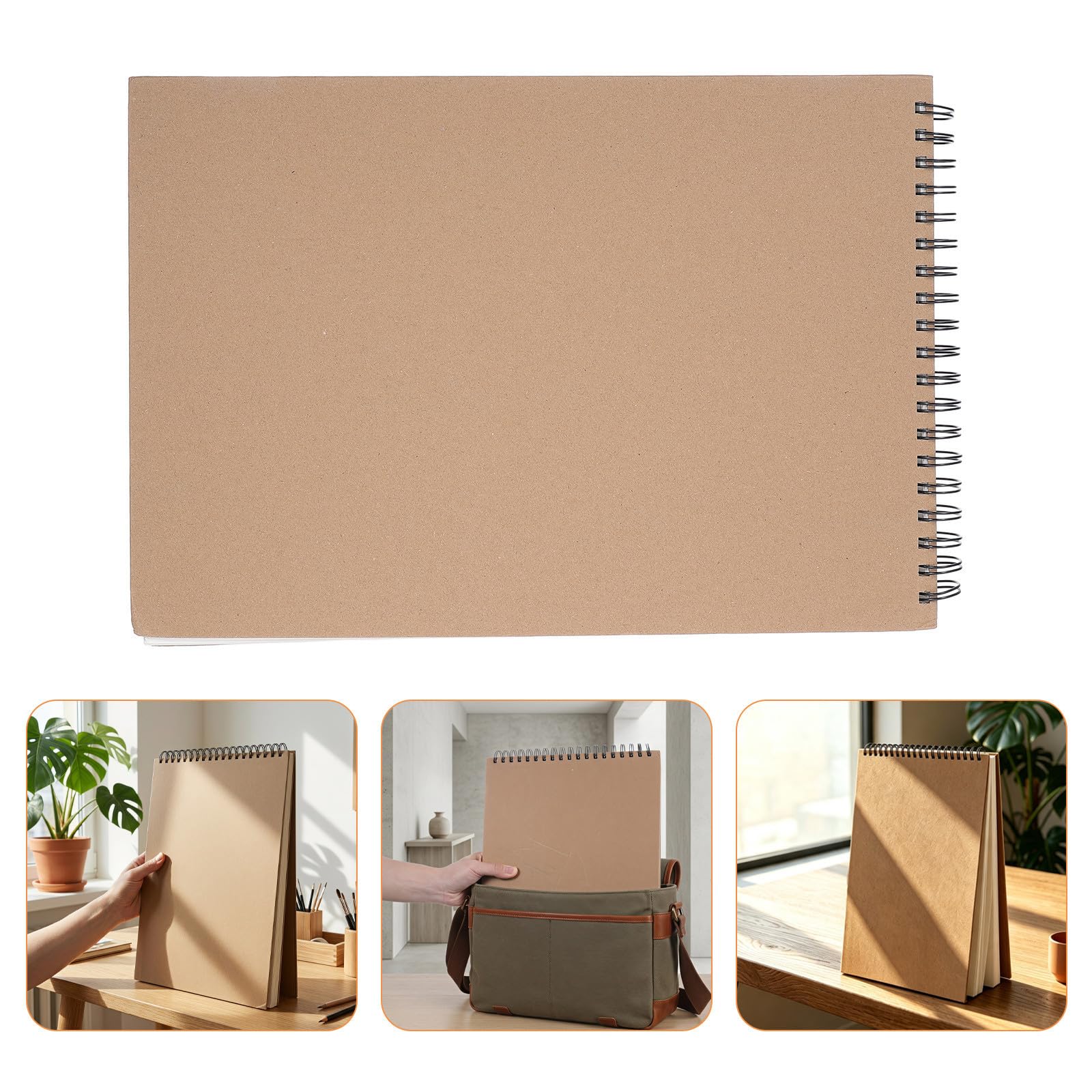 MAJORMENCH 60 Hojas Cuaderno de Dibujo Negro Tapa Dura y Espiral, 60 Hojas