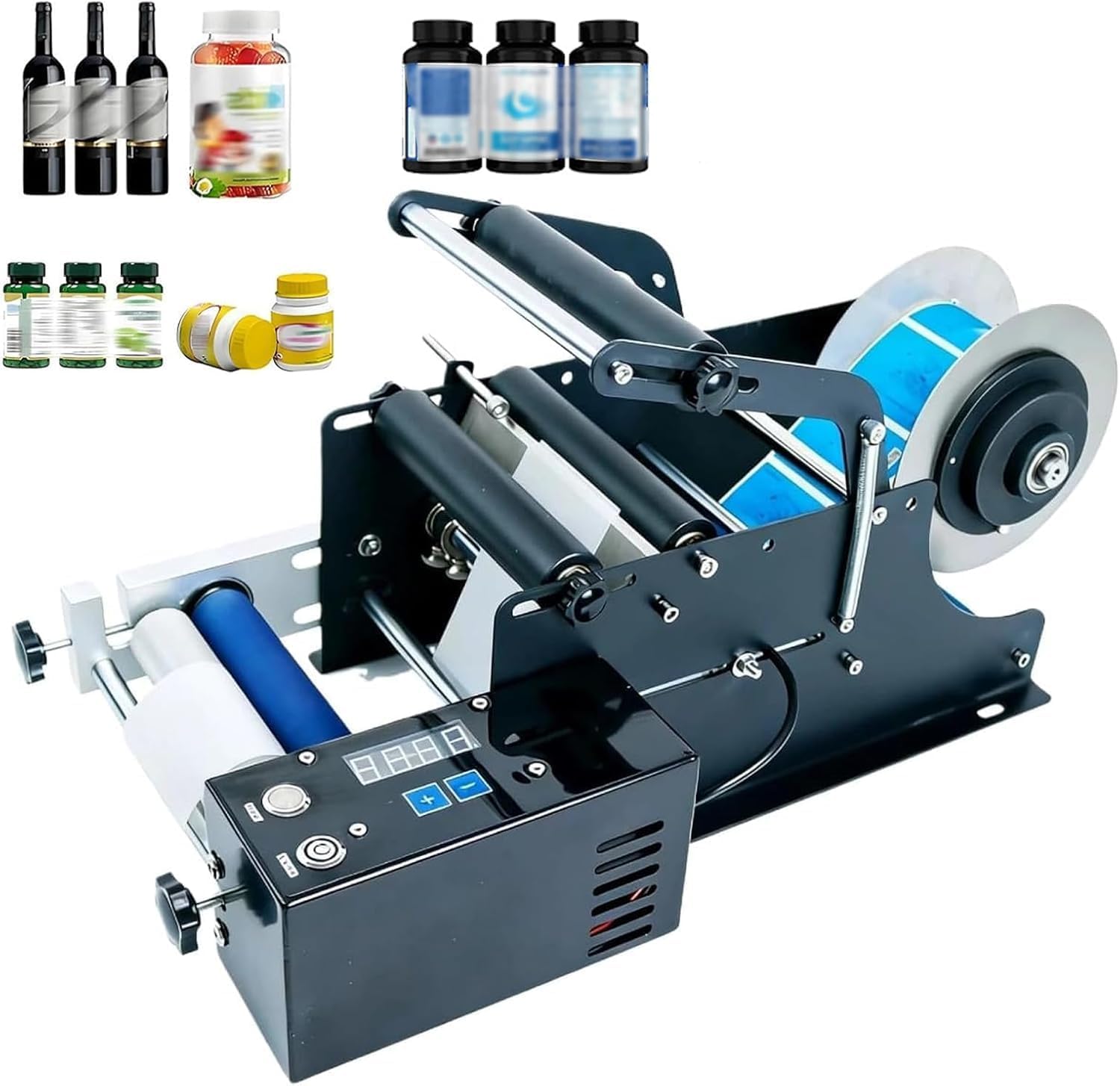 Semi-Automatic Plane Labeling Machine, Round Commercial Bottle Label Applicator & Sticker Dispenser Machine