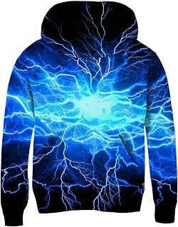 Funnycokid Boys Hoodies Kids 3D Graphic Pullover 6-16 Years | Youth warm fleece sweatshirt with a hood and front pocket clothes for school and daily wear.