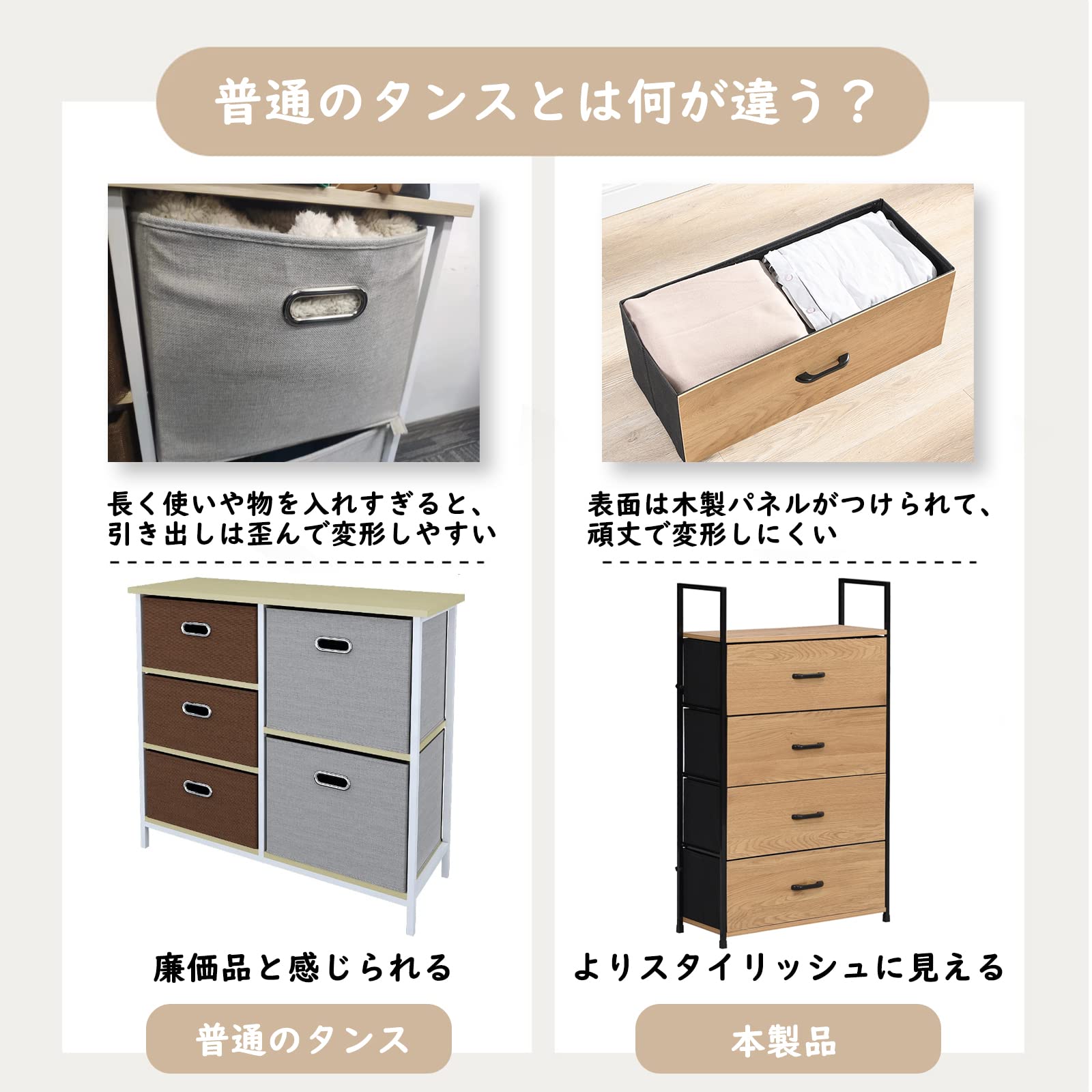 木製タンス チェスト 木製 3段 幅759mm タンス HOWTA-75C（商品番号 