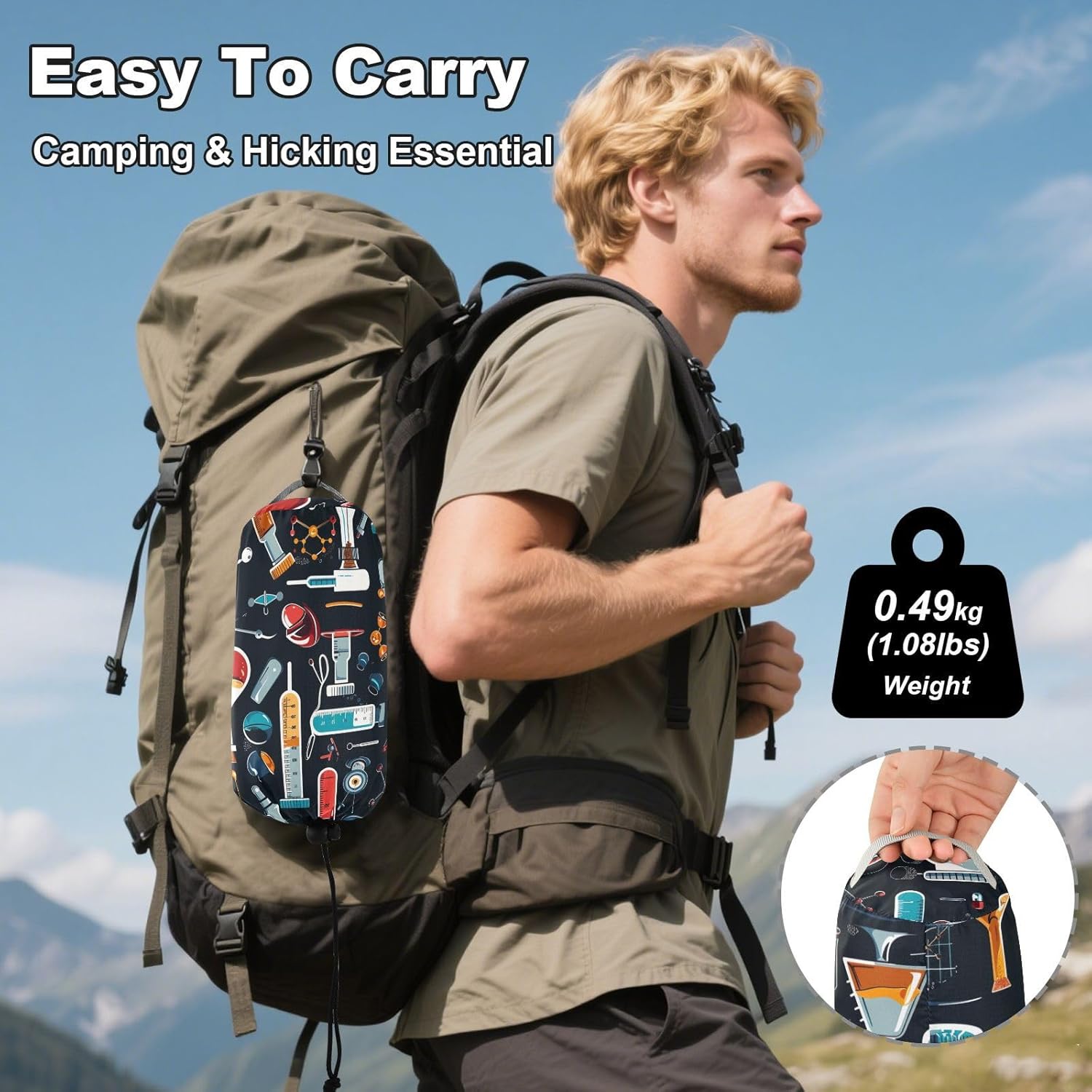 ALAZA Science Chemistry Camping Hammocks Single or 2 Person 500 lbs Portable Parachute Travel Hammock w/Tree Straps for Hiking Backpacking Indoor Outdoor