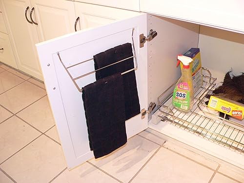 Miniatura 5 de Rev-A-Shelf Toallero debajo del fregadero para armarios de cocina y baño, colgador de alambre para montaje en puerta, capacidad para 3 toallitas