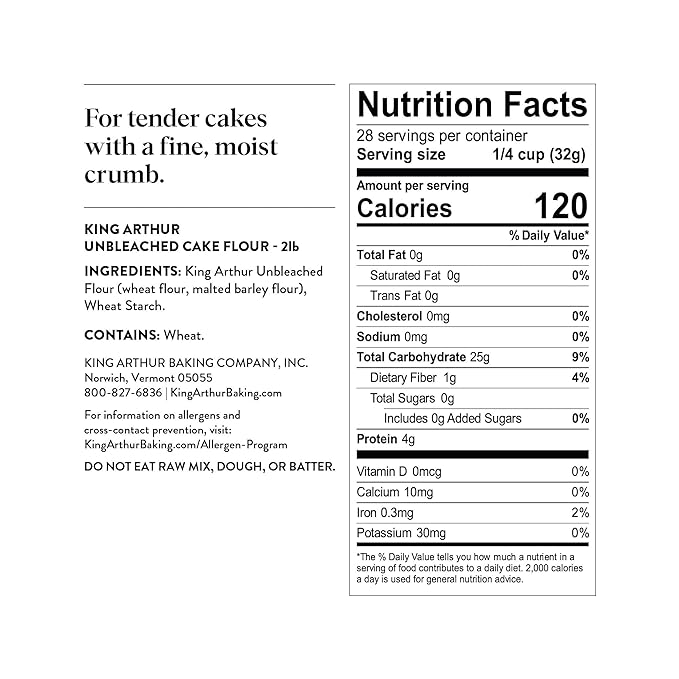 Harina para Pasteles King Arthur, Sin Blanquear, 2 lb miniatura 2