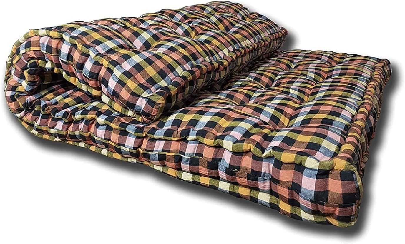 5-Inch Soft Thick Cotton Quilt | Foldable King Size Box Mattress | Medium Firm Multicolor Cotton Gadda for Double Bed (6X6 ft or 72X72X5 Inches)