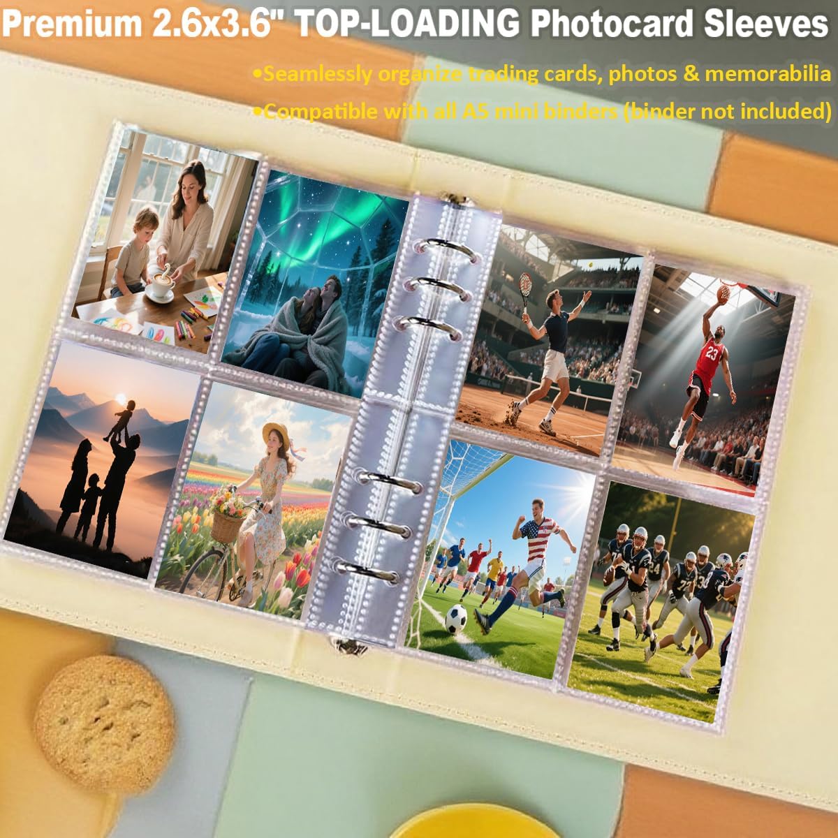 40 Pack - 320 Pockets A5 Binder Sleeves (2.6x3.6) - Double-Sided 4 Pocket Kpop Photocard Protector Pages - Ultra-Clear Trading Card Sleeves for Game Cards, Collectibles, & Trading Cards