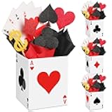 Zhanmai 4 Pcs Casino Favor Boxes 6.7 x 5.5 x 5.5 Inch Paper Poker Boxes Casino Table Decorations for Las Vegas Game Night Birthday Party Themed Centerpieces Decorations