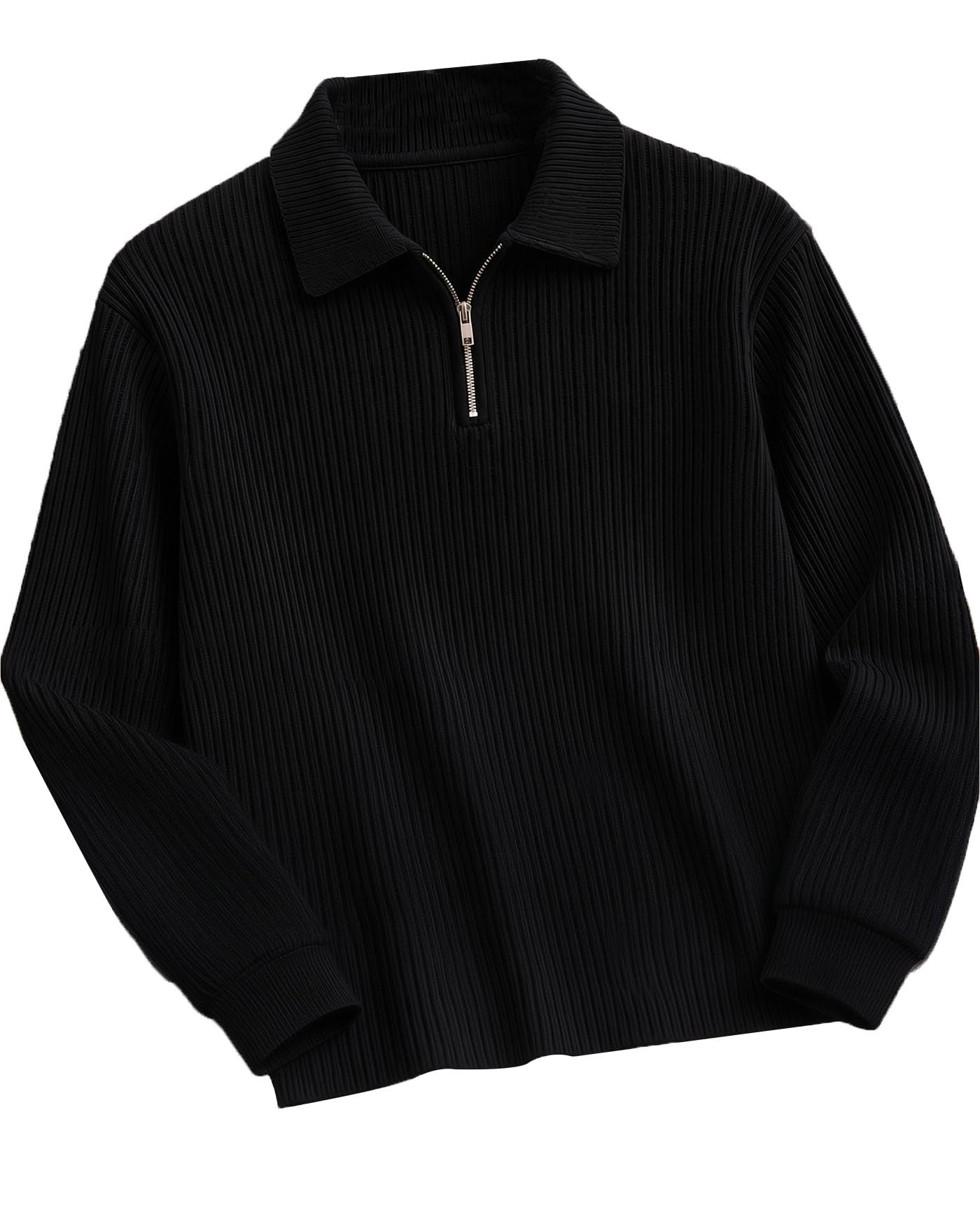 ausk Men's Cotton Blend Rib Knit Textured Full Sleeve Polo T-Shirt | Regular Fit Zip Polo Neck Smart Casual T Shirt for Men | Stylish Fashion & Casual Wear Tshirt for Men-picture-27