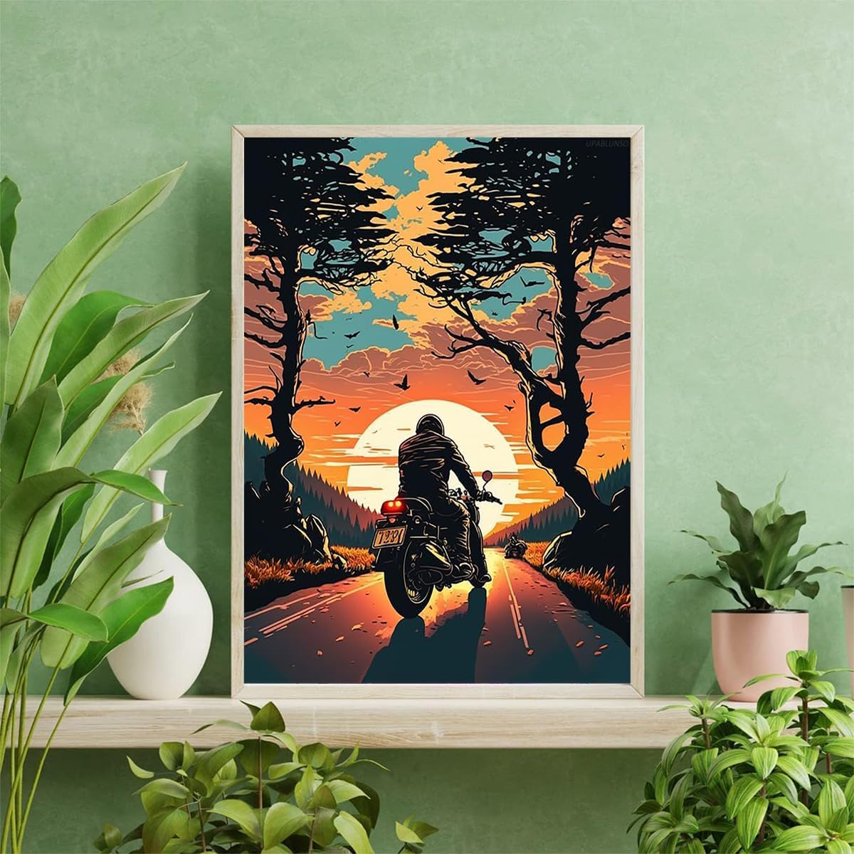 UPABLUNSO Motorcycle 5D Full Round Diamond Diamond Art Kit, Diamond Painting Kits for Adults, Dots Diamond Painting for Beginners, DIY for Home Wall 12x16 inch