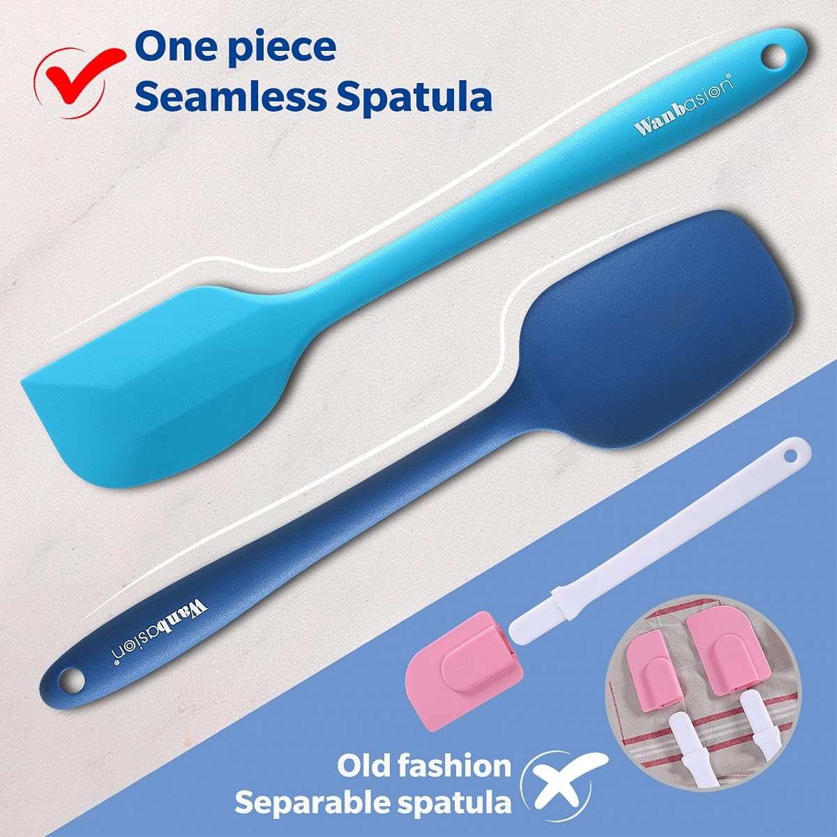 Wanbasion Multicolour 5 Piece Silicone Spatula Set Heat Resistant, Kitchen Silicone Spatula Utensil Set, Rubber Spatulas for Nonstick Cookware for Cooking Baking Mixing