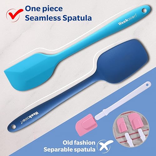 Miniatura 9 de Wanbasion 5 espátulas de silicona resistentes al calor de 10.8 pulgadas, color verde menta, aptas para lavavajillas, para mezclar utensilios de