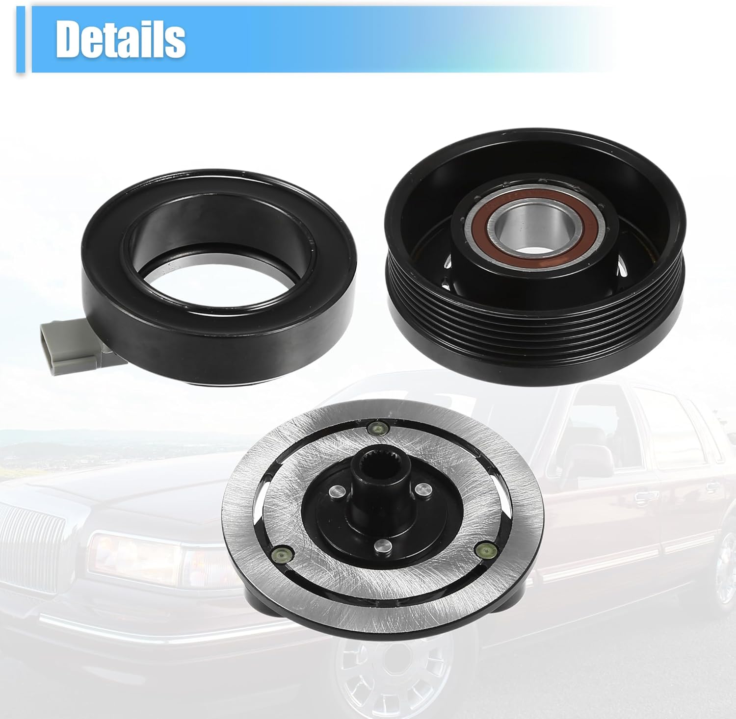 X AUTOHAUX 1 Set AC Compressor Clutch Replacement Fit for Lincoln Town Car 4.6L 1994-2002