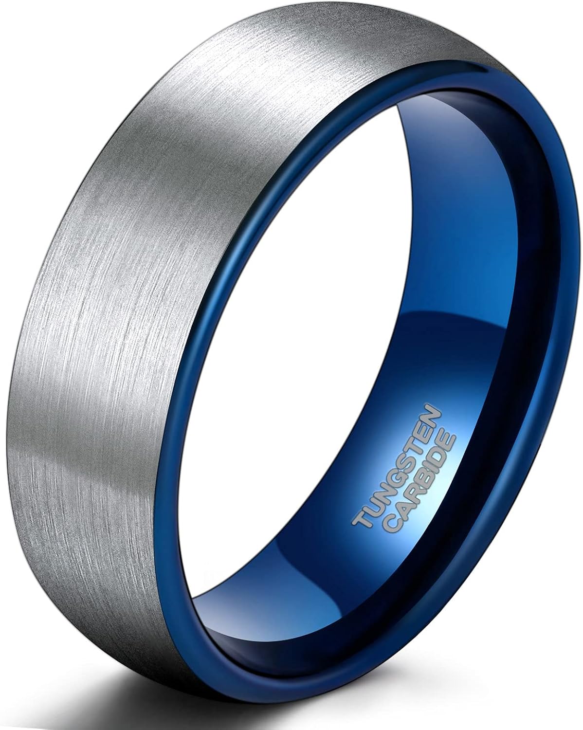 SHINYSO 4mm 6mm 8mm Tungsten Carbide Rings Dome Blue/Black Matte Engagement Wedding Band for Men Women Comfort Fit Size 4-13 - Image 3