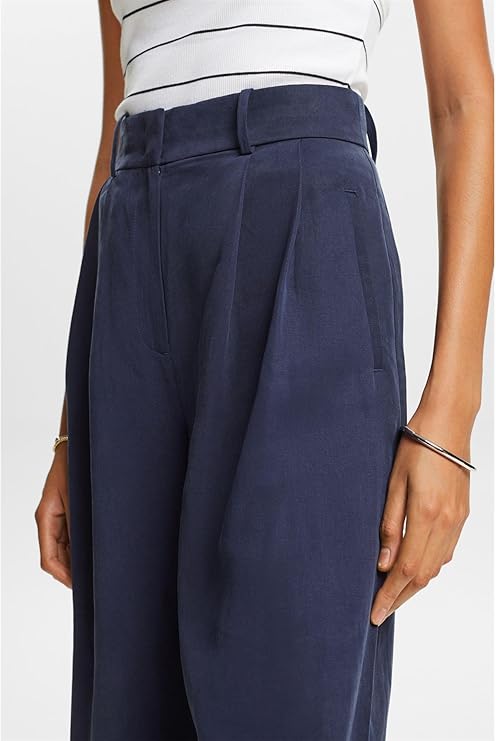 Esprit seersucker streep broek navy 993EE1B322 400