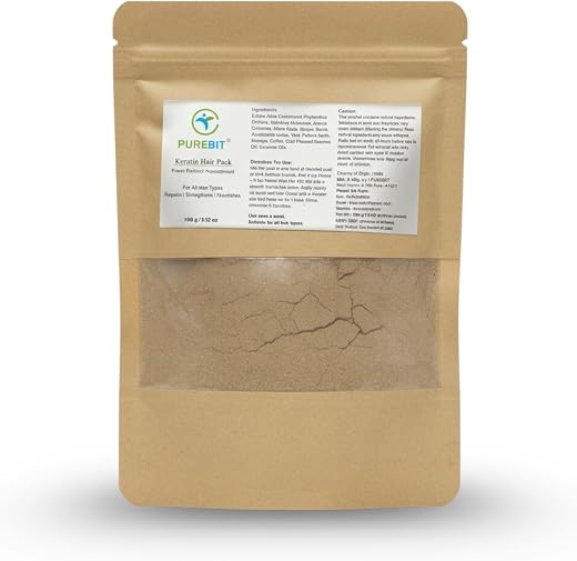 || PUREBIT® || Keratin Hair Pack – Natural Powder Hair Mask for Hair Repair, Strengthening & Nourishment – Suitable for Al...