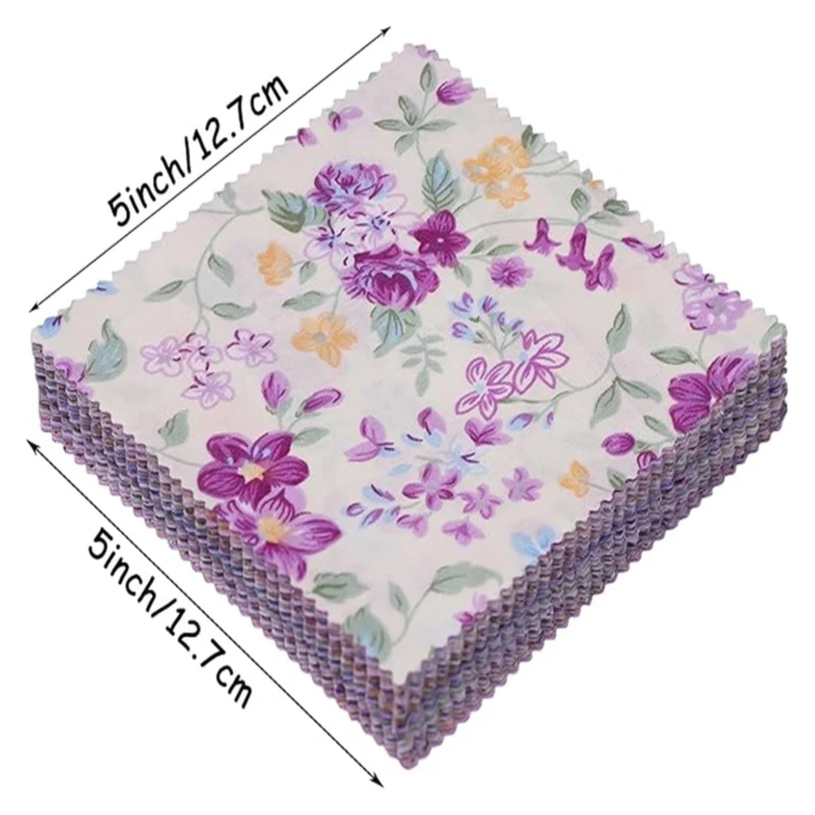 Patchwork Stoffe 42 Stück lila gesteppte Stoffquadrate, 12,7 x 12,7 cm, vorgeschnittener gesteppter Stoff, Blumen-Patchwork