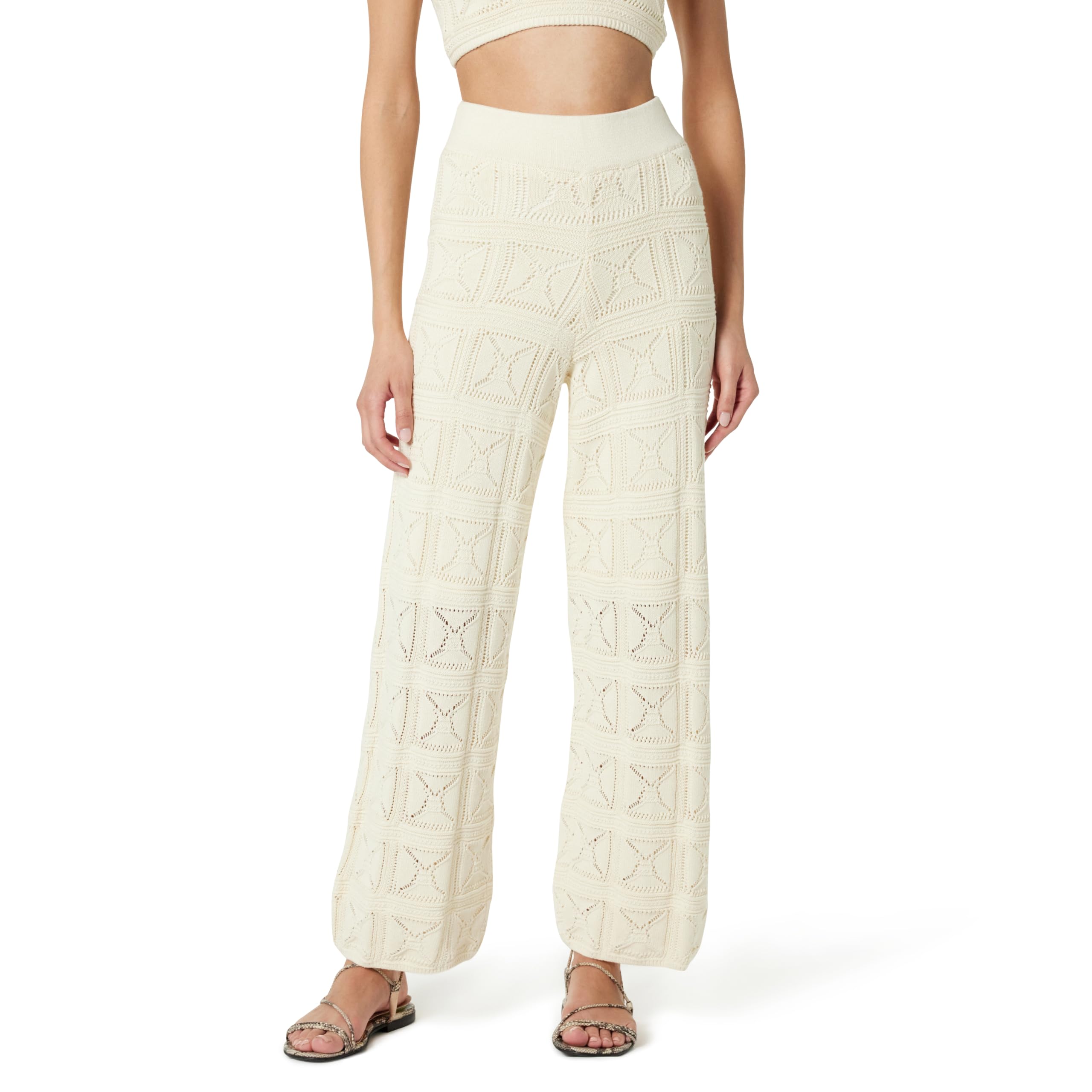 The Drop Womens Diza Pull-On Flare-Leg Crochet Pant