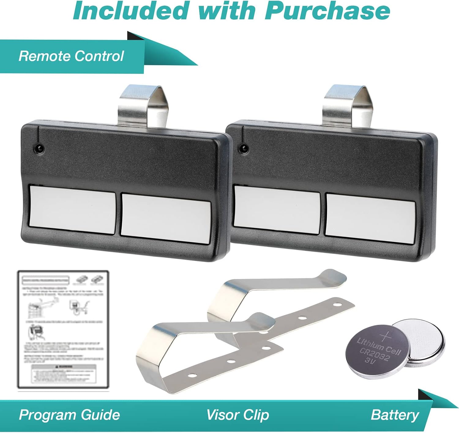 2 GarageStop FCC Registered in The USA Garage Door Opener Car Visor 2-Button Remote Fob Control for LiftMaster Chamberlain Craftsman 972LM image 2