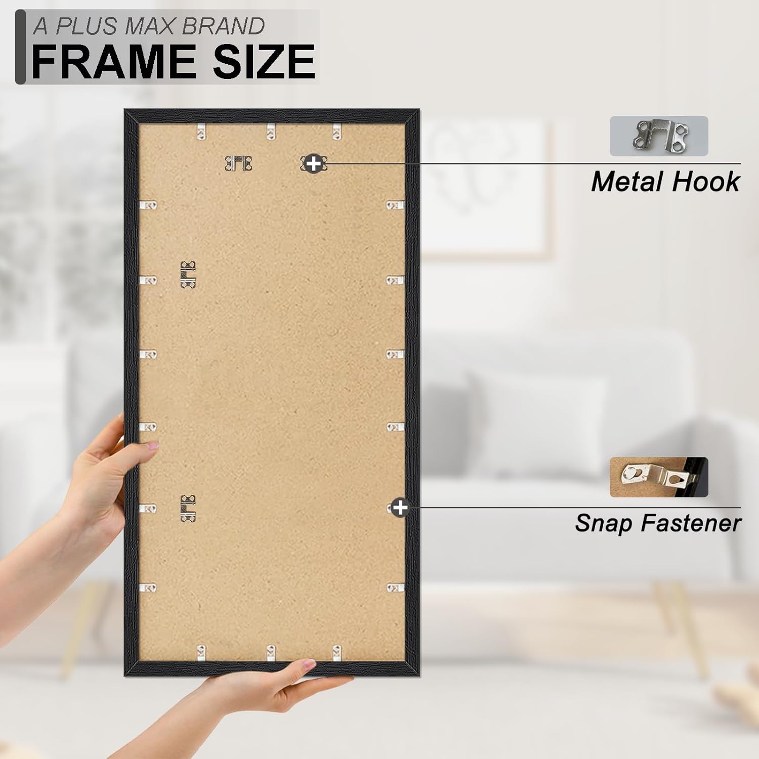 A PLUS MAX 20x40 Picture Frame, Black Engineered Wood Frame for 20 x 40 Inch Picture Poster Photo, Light Weight 20 by 40 Frame with Wood-grain for Wall - 1 Pack/Black/20 x40