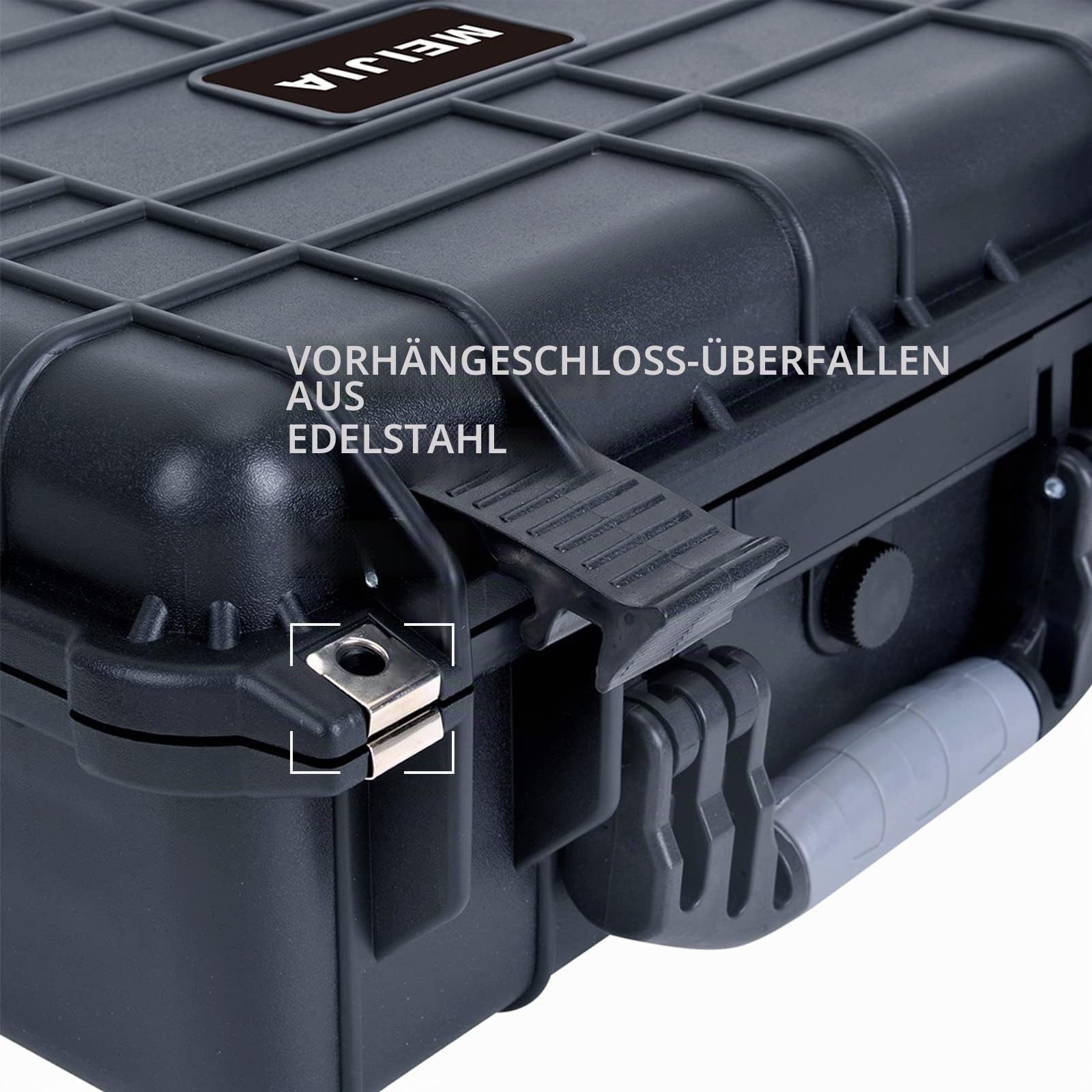 MEIJIA Wasserdichter Hartschalen-Kamerakoffer IP67 Zertifiziert - Verstellbar anpassbare Schaumstoff-Innenlage,ideal für Drohnen, Kamera, Ausrüstung, Pistolen, 52,4 x 42,8 x 20,6 cm,Schwarz