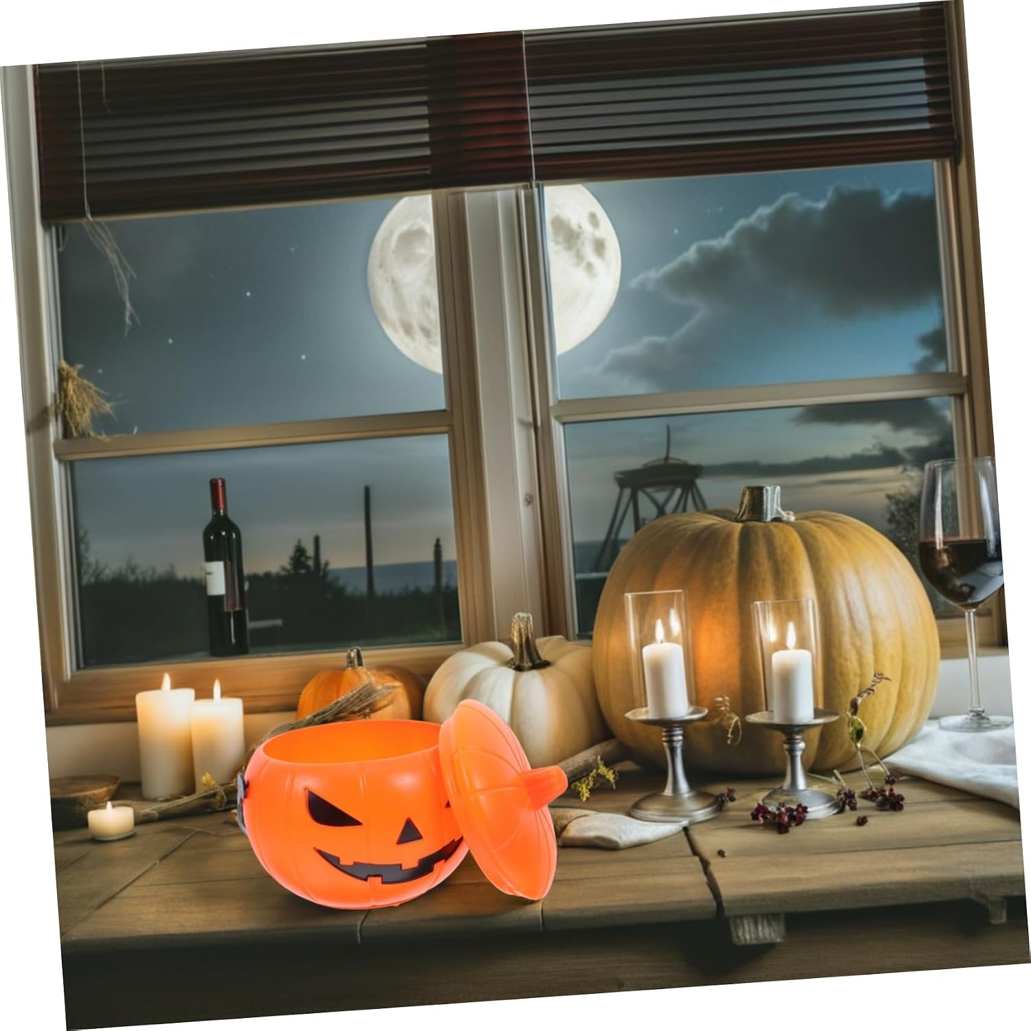 Cabilock Halloween Pumpkin Candy Bucket Plastic with Handle for Kids