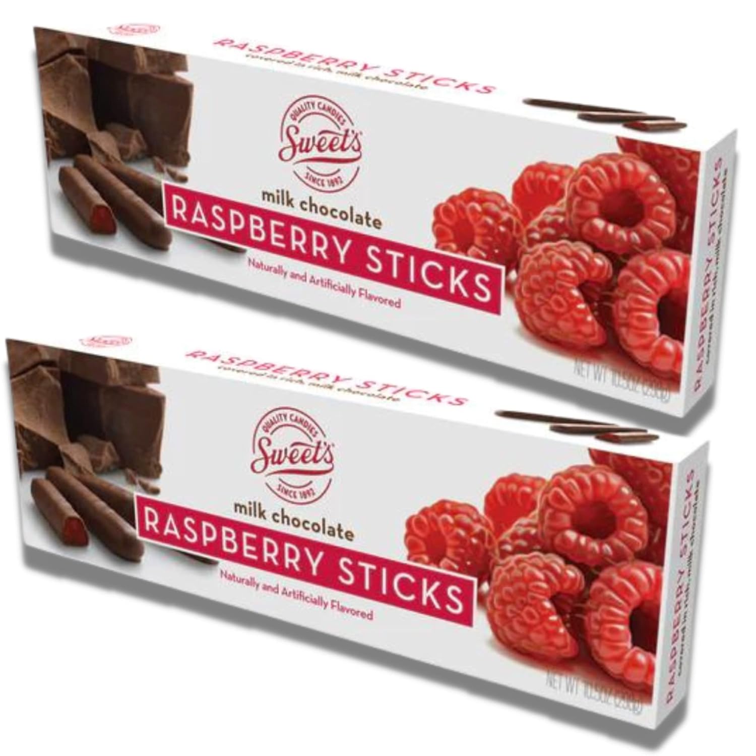 Raspberry Chocolate Sticks. Includes Two Boxes of Sweets Milk Sticks and a BELLATAVO Fridge Magnet! Approximately 70 Jelly Centers Covered in Chocolate! 2 Count