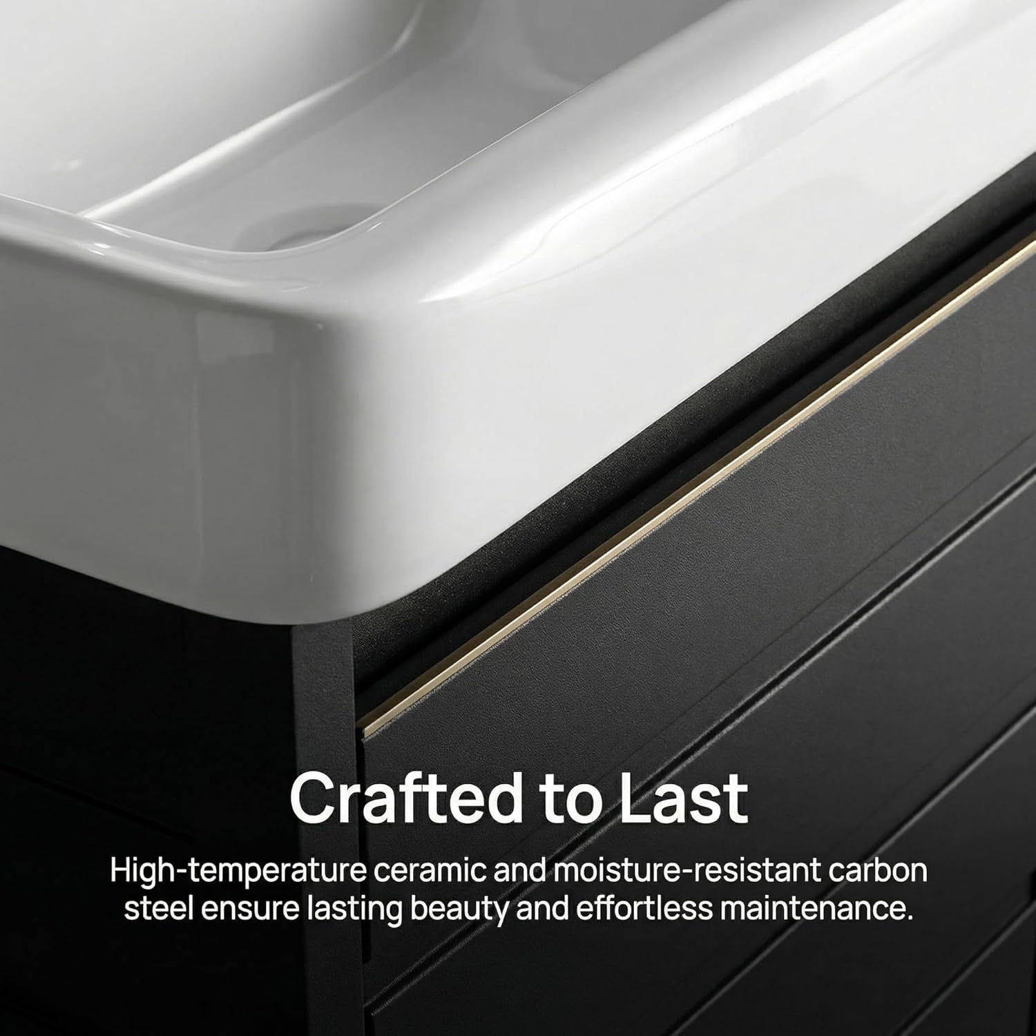 20 Inch Wall Mounted Compact Bathroom Vanity with Integrated Ceramic Sink, Modern Floating Single Door Vanity Cabinet for Small Bathrooms & Apartments, Multiple Colors Available (Gray gold)