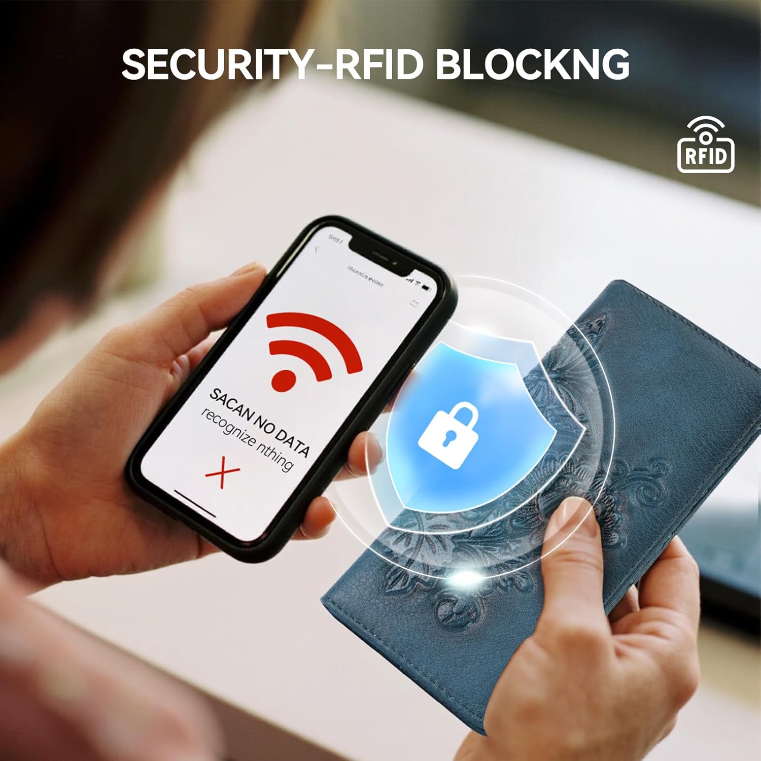 Wallet Women Ultra Slim Thin Rfid 3D Embossed Vegan Leather Womens Wallet Clutch Long Ladies Wallet (05-Dark-Blue) - Image 5