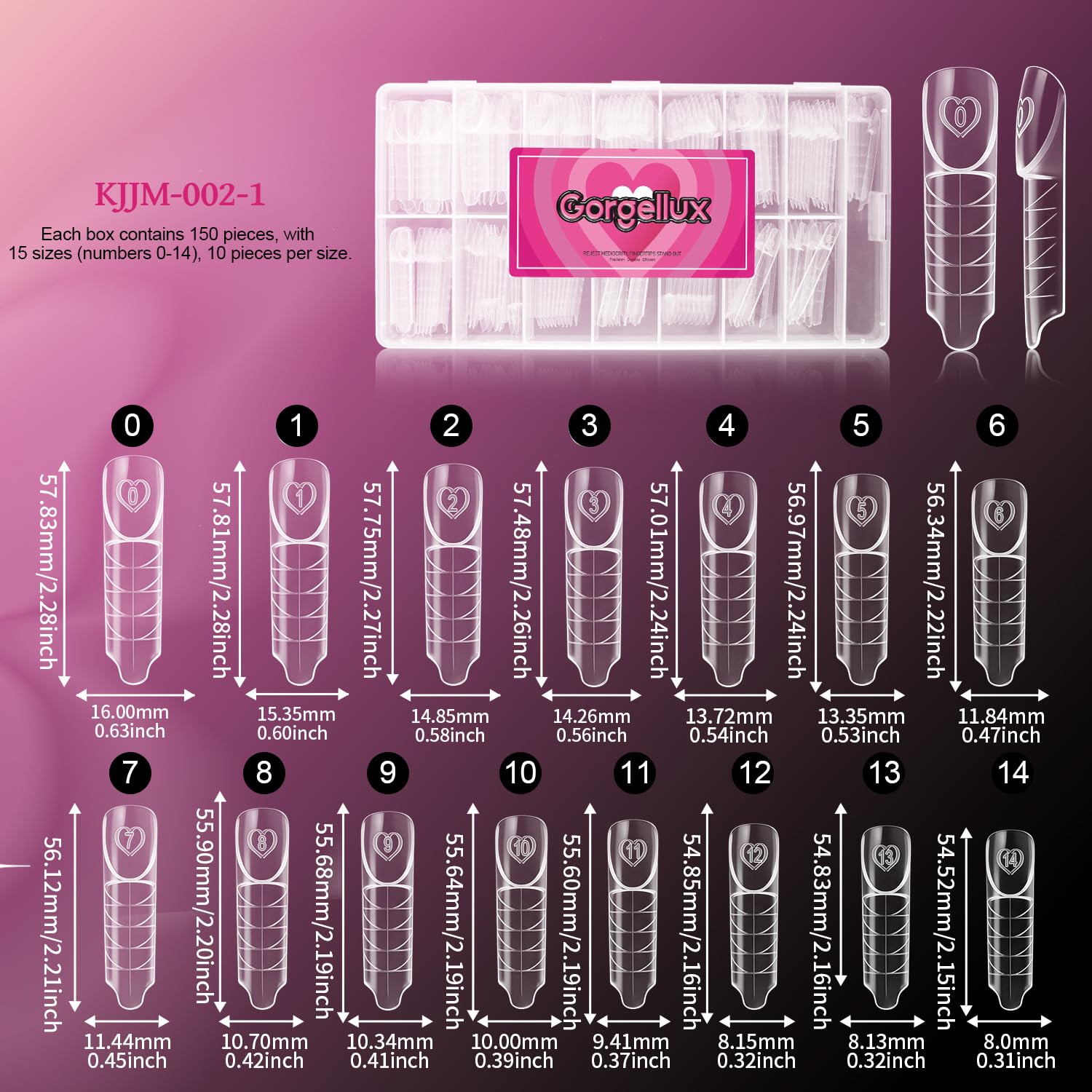 150Pcs/Box 3D French Dual Forms, Nail Mold for Quick Extension, 15 Size Reusable, Salon Nail Art DIY Tools