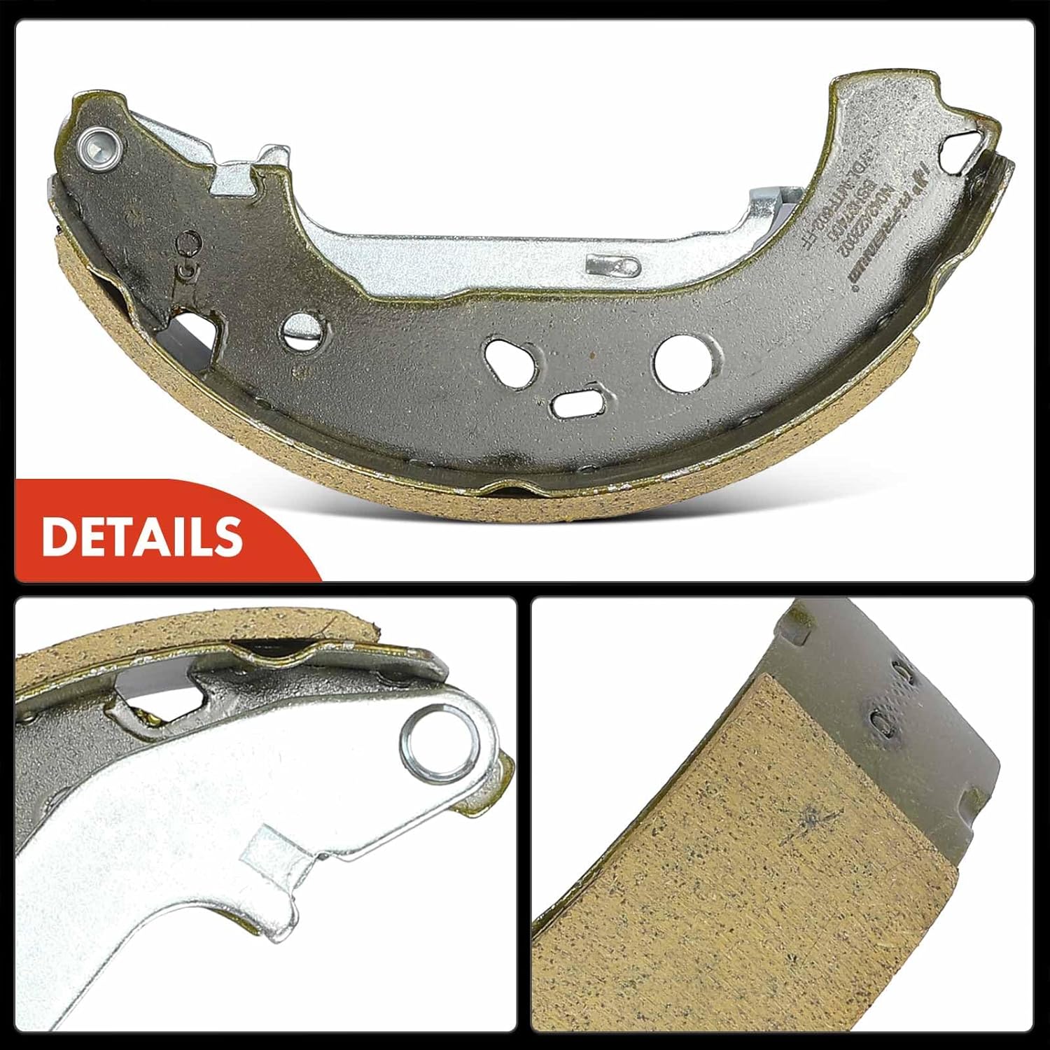 A-Premium Rear Ceramic Drum Brake Shoes Set Compatible with Select Ford Models - Transit Connect 2010 2011 2012 2013, 4 Pcs