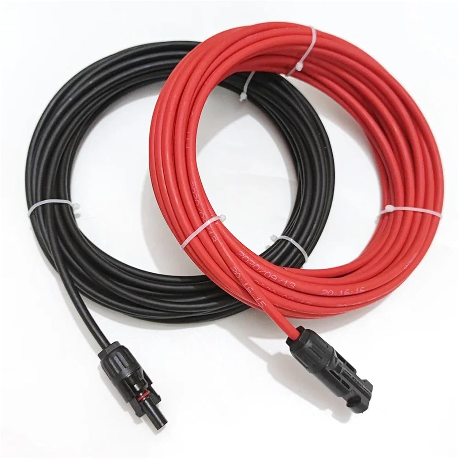 1 Pair 6/4/2.5/1.5 mm2 10/12/14 AWG Solar Panel Extension Cable Copper Wire Black Solar PV Cable and Red with Solar Connectors(1M Black+1M RED_10 AWG-6MM2)