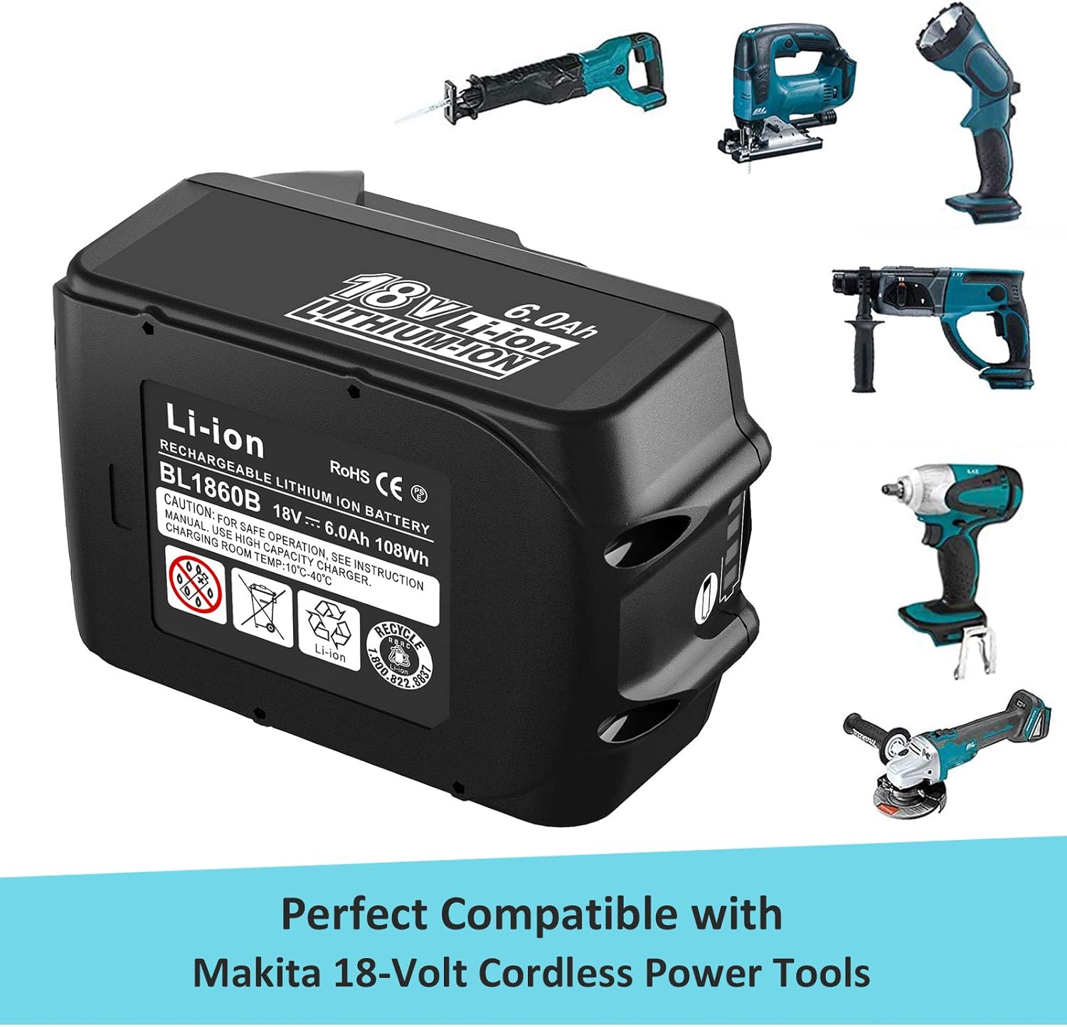 Hоt Dеаlѕ 6.0Ah BL1860B Battery + DC18RC Charger Replacement for Makita 14.4V 18V LXT Lithium-Ion Battery Compatible with Makita 18 Volt Battery BL1815 BL1820 BL1830 BL1840 BL1850 LXT-400 with LED Indicator Bеѕt Rеvіеw 6.0Ah BL1860B Battery + DC18RC Charger Replacement for Makita 14.4V 18V LXT Lithium-Ion Battery Compatible with Makita 18 Volt Battery BL1815 BL1820 BL1830 BL1840 BL1850 LXT-400 with LED Indicator