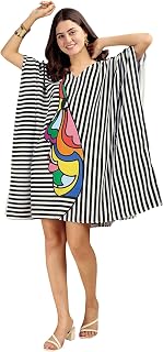 Label Aarna Muslin Cotton Kaftan Dress for Women/Digital Print/Free Size (M-3XL) / Hidden Adjustable Belt/Knee length/Fanc... Price In India
