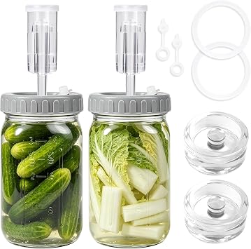 2 Pack Fermentation Jar Kit,32OZ Wide Mouth Mason Jar Fermentation Set