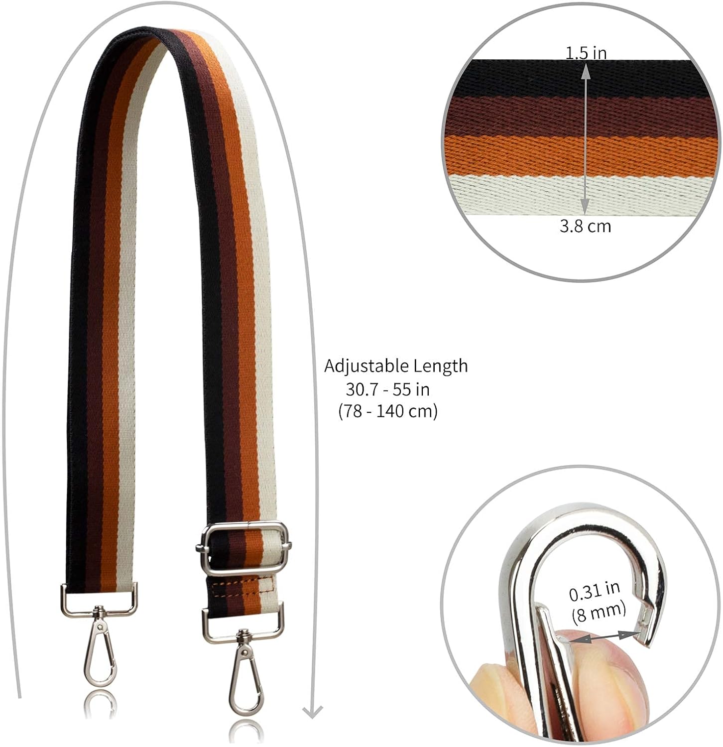 ALLZEDREAM Purse Strap Replacement Crossbody Handbag Stripe Wide Adjustable image 5