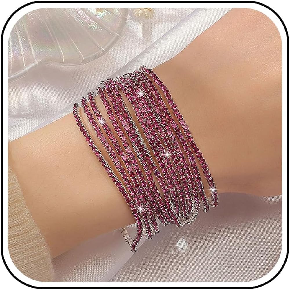 Amazon.com: Long tiantian Rhinestone Bracelet Colorful Stretch Tennis  Bracelets Set for Women Wedding Guest Jewelry Black Pink Blue Green Red  Rhinestone Dress Accessories: Clothing, Shoes & Jewelry