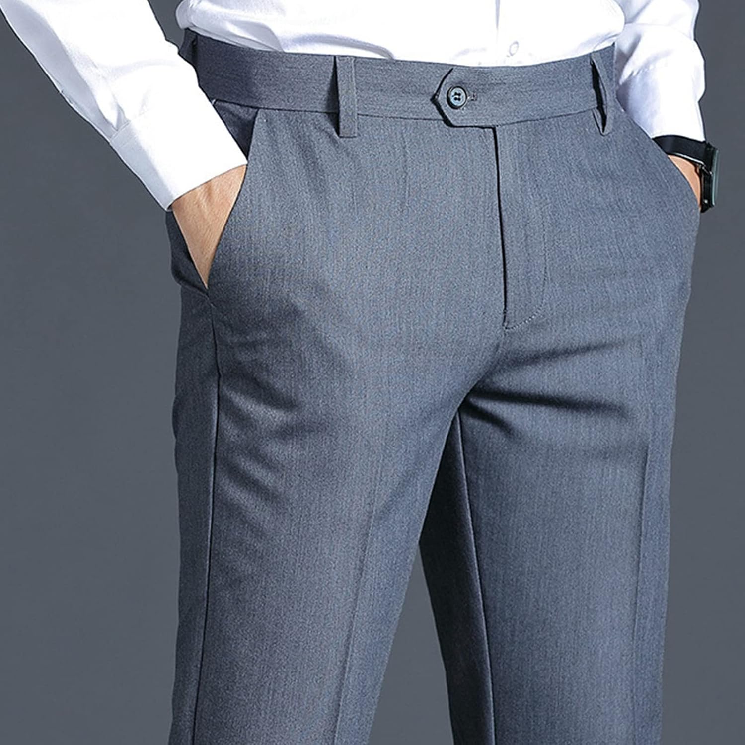 DGHM-JLMY Men's Slim Casual Business Ironing Fashion Straight Pants Golf Straight Fit Pant Flex Flat Front Straight Pant